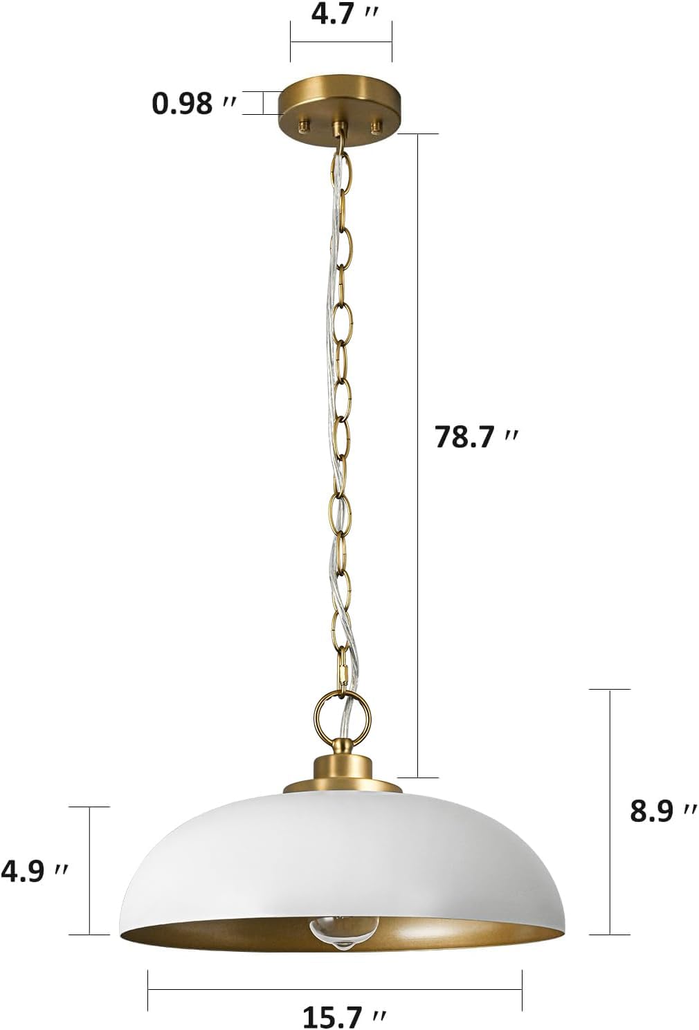 Lingkai 15.7" Pendant Light Fixtures, Farmhouse Pendant Lights Kitchen Island, White Hanging Ceiling Light for Kitchen Island Dining Room