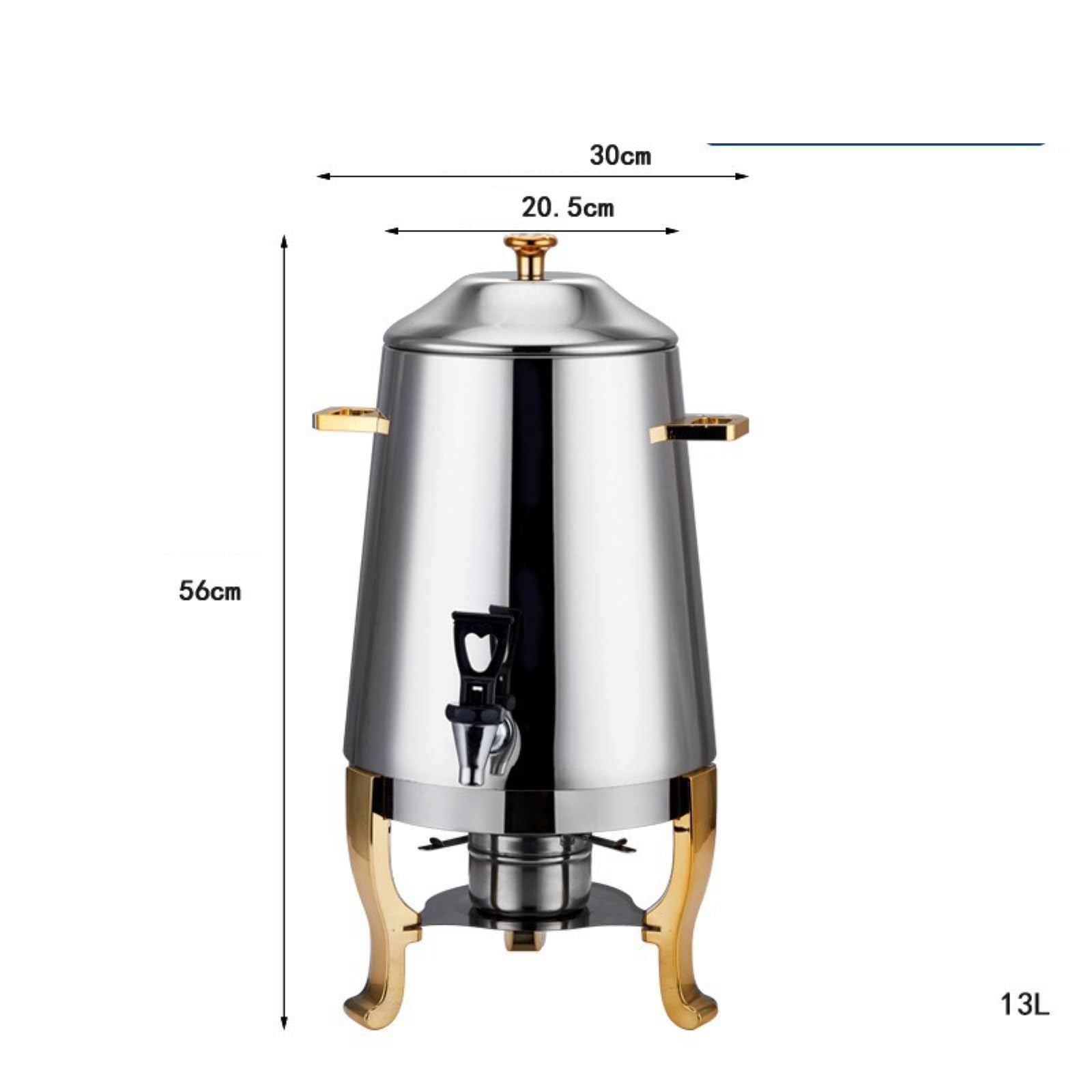 Distributore di bevande calde, 13 l, in acciaio inox, dispenser per caffè, tè, latte, succhi di frutta, ideale per feste ed eventi, finitura argento