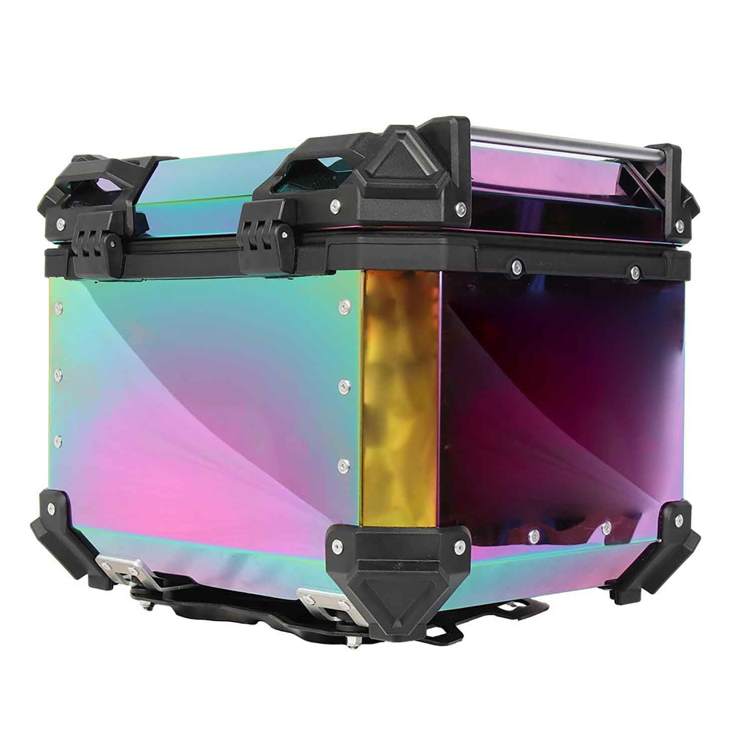 DFTDFYXY 45L Motorcycle Top Case Trunk Tail Box Universal Rear Luggage Storage Box Aluminum Waterproof Side Cases Panniers Left & Right Organizer Side Cases Panniers,Vibrant colours,A