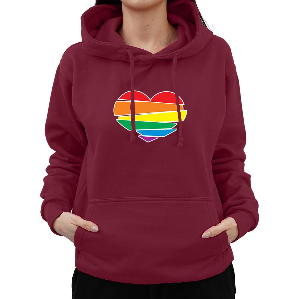 Graphic Impact Men's Wine Inspired Rainbow Pride Heart Lgbtq Love Is Love Proud Ally Heart Protest Lgbtq Rainbow Flag Gay Pride Ally Teen Adults Unisex Hoodie(Xl, )