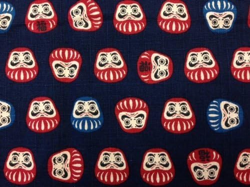 Cotton Furoshiki - Japanese Traditional Wrapping Cloth (Daruma Navy) with Original Furoshiki Wrapping Instruction- 19.7 Inch x 19.7 Inch