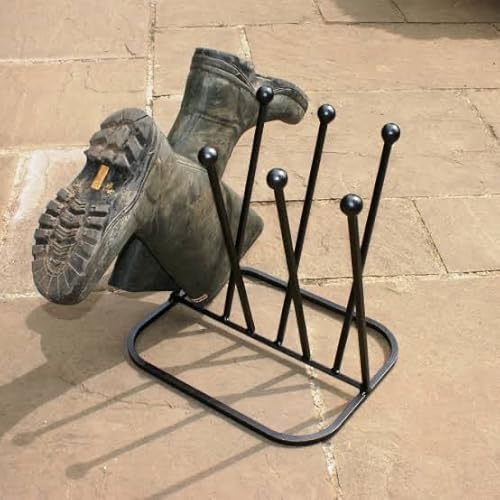 Vintage Decor® Wellington Boot Stand Holds 2 or 4 pairs of Wellies or Boots Wrought Iron Muddy Boots Indoor Outdoor Walking Shoes Ladies Long Boots Holder Tidy Organiser (4 Pairs Wellie Boot Stand)