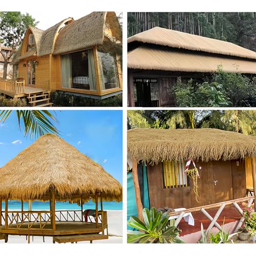 ZHWFDC Künstliches Strohschuppendach, Strohdach Im Tropischen Stil, Geeignet Für Die Dekoration Von Gartenzäunen, Tiki-bar-schuppendekorationen(Size:0.5 * 1m（1.64 * 3.3ft）,Color:Hellgelb)