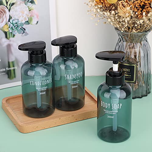 Image of Segbeauty Shampoo and Conditioner Dispensers, 10oz Refillable Pump Bottles for Shower 300ml Body Wash Shampoo Dispenser 3 Packs Empty Plastic Press Bathroom Liquid Body Soap Gel Lotion Dispenser Blue