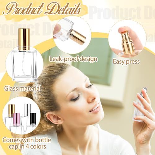 20 Pack 15ml Perfume Bottles Empty Refillable, Multicolor Portable Glass Atomizer Mini Perfume Bottles with Sprayer Droppers and Funnels for Travel,Decants,Cologne DIY2