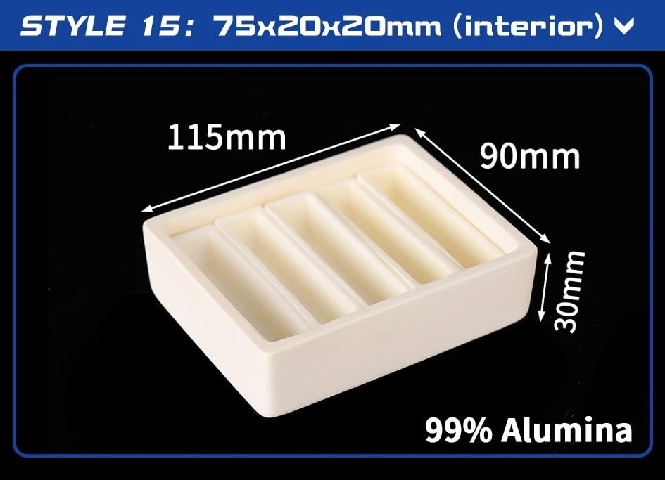Juego de crisoles de alúmina al 99% for uso en laboratorio e industrial - Varias especificaciones disponibles((15)115x90x30mm)