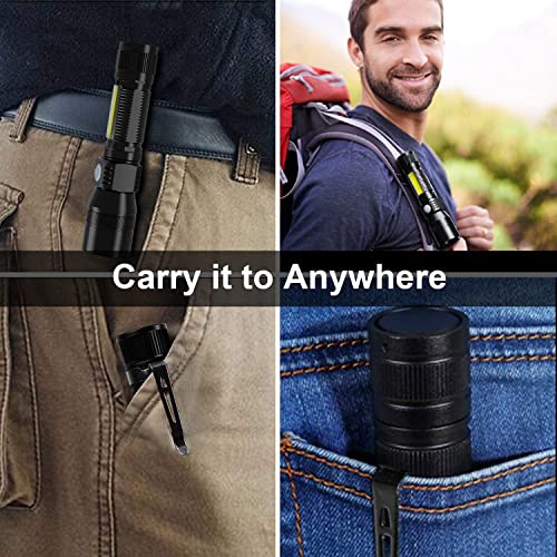 Karrong LED Taschenlampe USB Aufladbar Magnet Schwarzlicht, 395nm UV Lampe Ultraviolette Licht 7 Modi Rotlicht mit Akku für Outdoor Camping Wandern 2 Stück