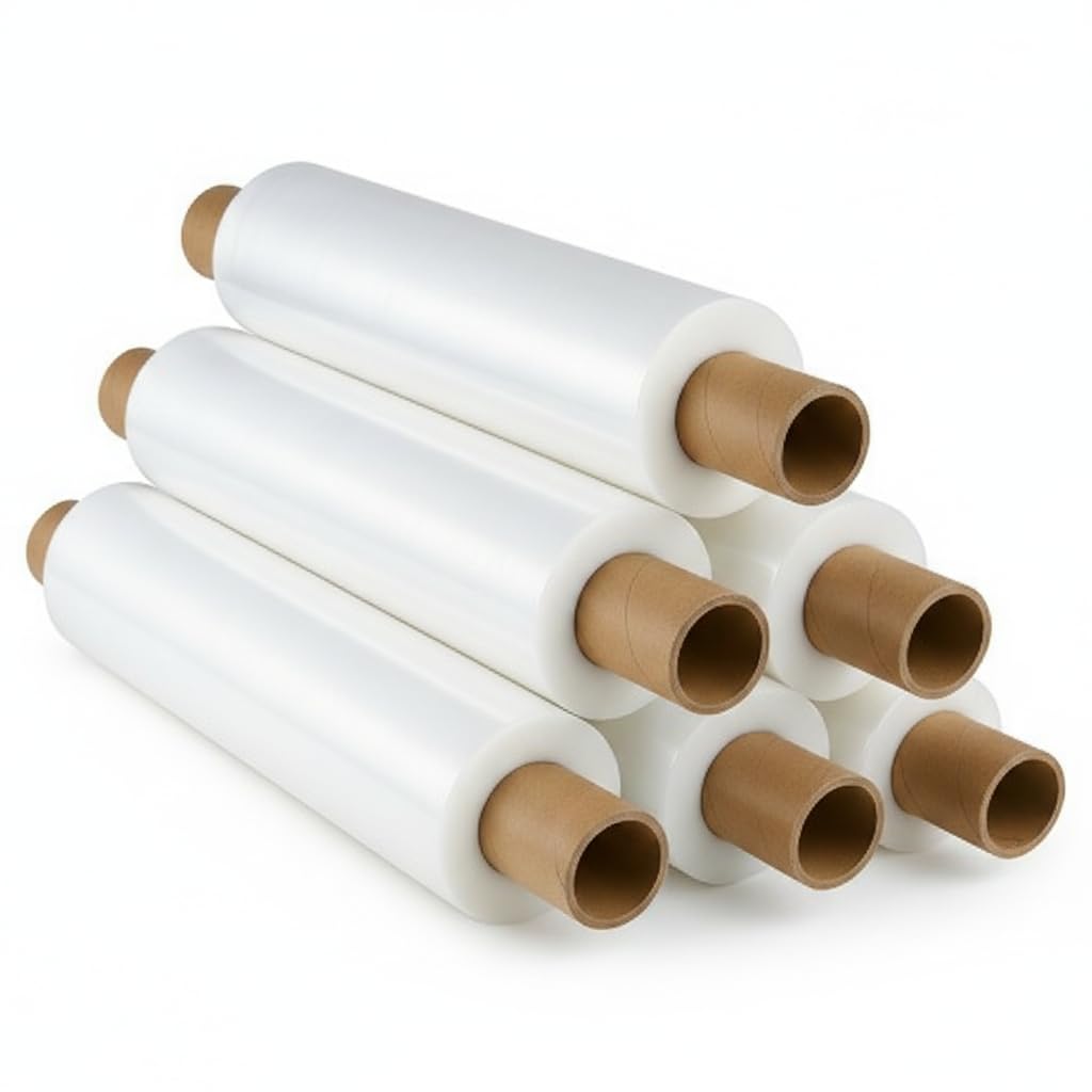 Tezraftaar® 30 x Pallet Wrap Roll Extended Core 400mm x 600m, 6mu 1.55kg Clear Power Stretch Shrink Cling Film Wrapping Roll Moving House Furniture Pallets Packing Industrial Uses