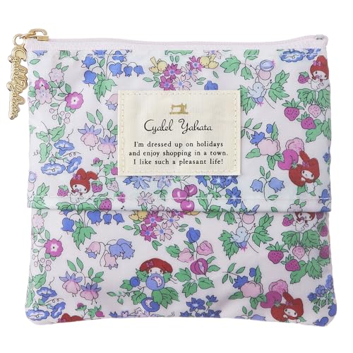 ティッシュポーチ ハローキティ リバティプリント 日本製 ティッシュ入れ ティッシュケース ミニポーチ 化粧ポーチ 花柄 大人かわいい サンリオキャラクターズ (マイメロディ ナンシーズ・オーチャード ホワイト)