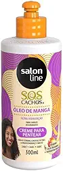 Salon Line, Creme de Pentear, SOS Cachos, Óleo de Manga, Hidratação Intensa - Cabelos Ondulados, Cacheados e Crespos, 300 ml