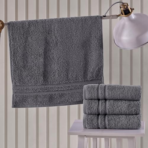 Image of Hammam Linen Organic Turkish Cotton Hand Towels 6-Pack, 16 inchx28 inch, Cool Grey, Luxury Hotel & Spa