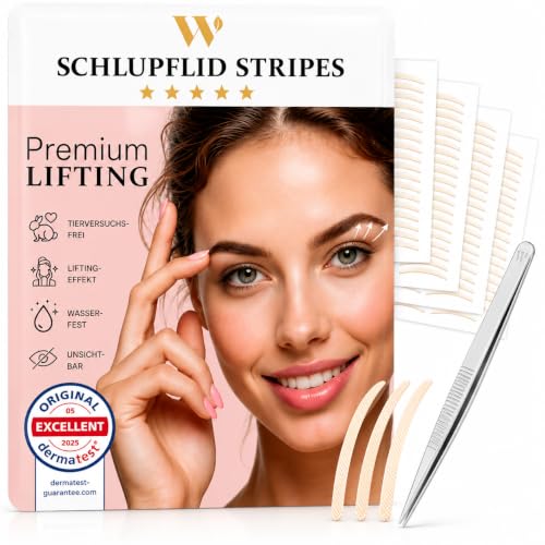 WOW STRIPES Schlupflid Tape Premium Augenlid Tape für sofortiges Augenlid Lifting ohne OP unsichtbarer Stripes zum Kaschieren von Schlupflidern hautfreundlich überschminkbar 200 Stück - M