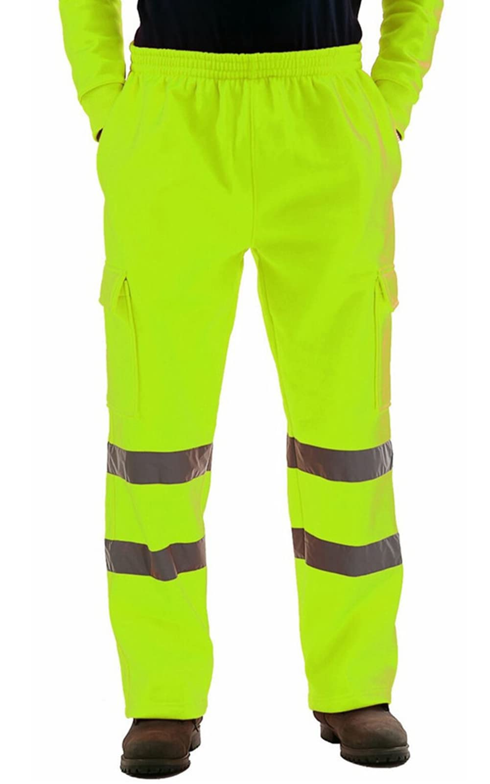 SEAUR Men's Safety Clothing, Work Bottoms, Work Clothes, High Visibility, Reflective Strip, Fluorescent Nighttime Work, Traffic Security, Outdoors, Traffic Control, Sports, Pockets, Stretchable Large green