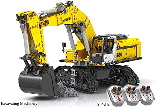 PJDOOJAE 2071Pcs 2.4G RC Raupenbagger Bagger Mit Fernbedienung Und 6 Motoren, Multifunktionstechnik Bagger Bausatz… – Bild 3
