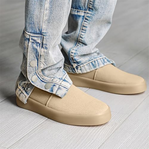 Men's Loafers Slip-On Moccasins Suede Dress Shoes, Lightweight and Breathable with Rubber Sole Stylish Mens Loafers,Khaki,9.54