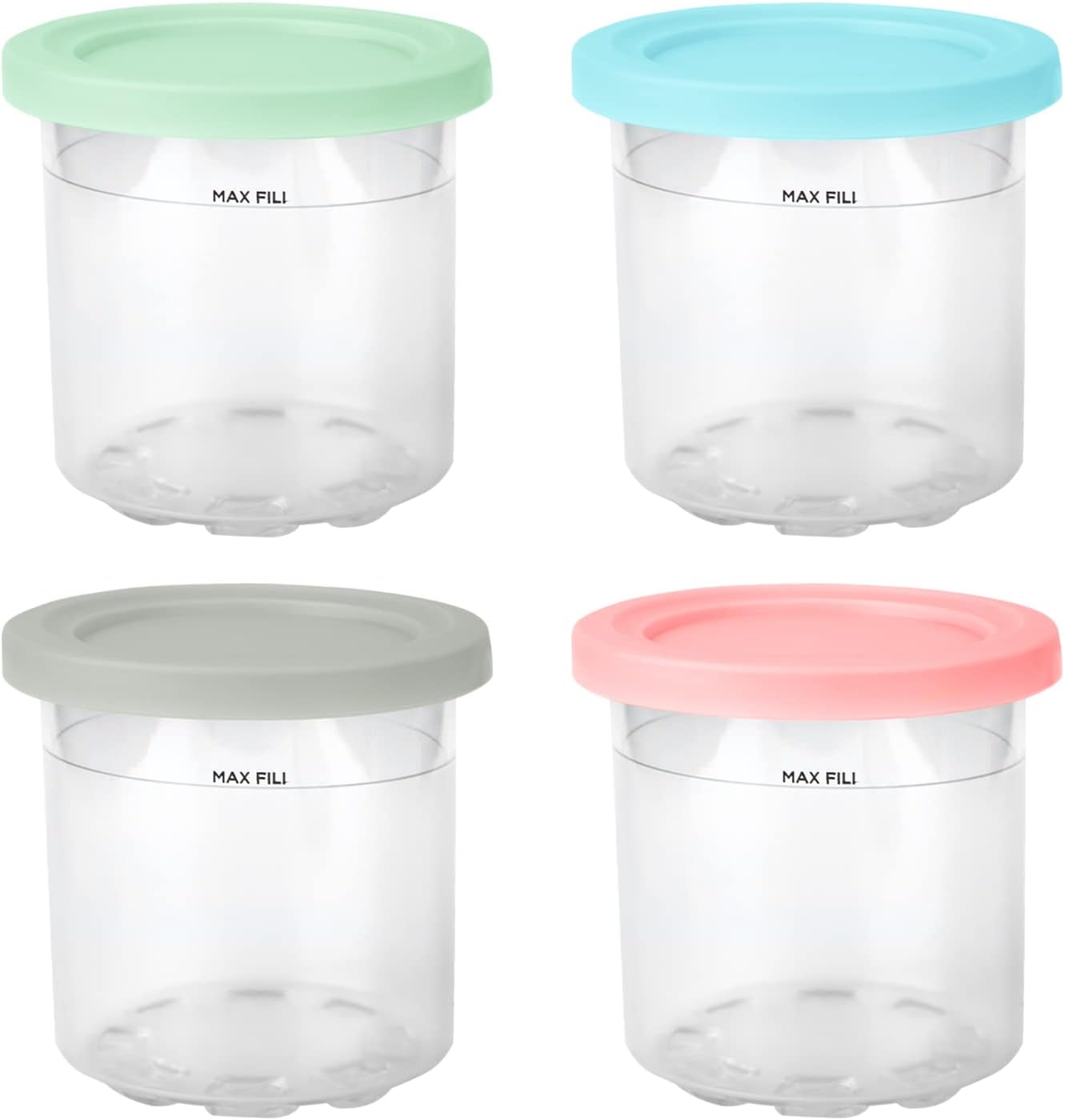 4pcs Ice Cream Pint Containers, Containers Replacement for Ninja Creami