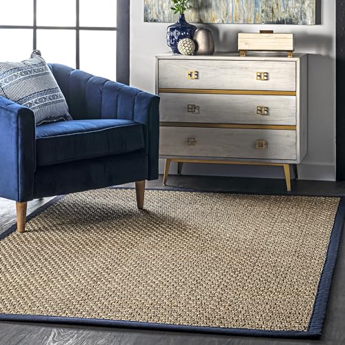nuLOOM Hesse Checker Weave Seagrass Indoor/Outdoor Area Rug, 3' x 5', Navy