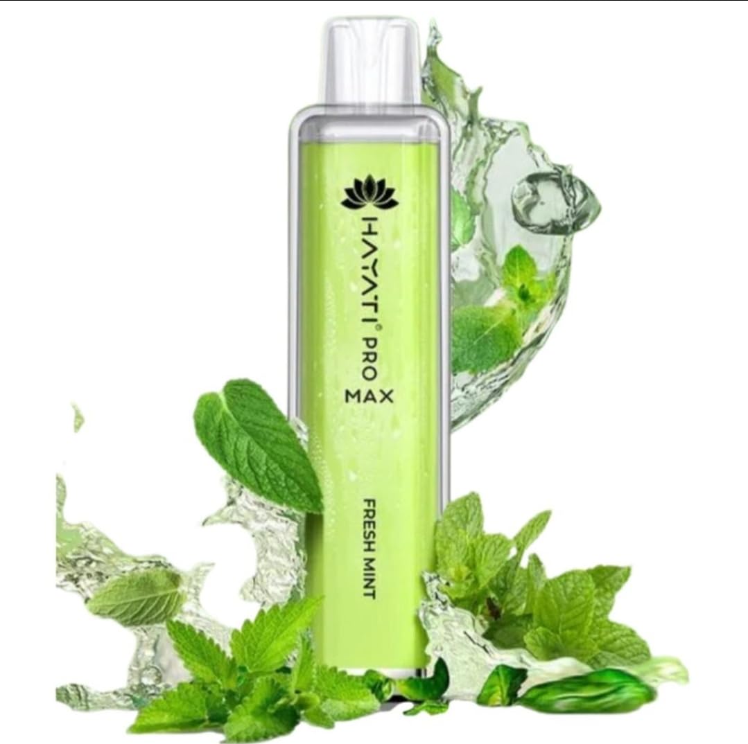 Hayati Crystal Pro Max Disposable Vape 4000 Puffs Bar Pre-Charged E-Cig & Pre-Filled Fruity Flavors Starter Kit,Quit Smoking Tool,Draw-Activated Vape Pen Pod,0mg Nicotine Free (Fresh Mint)