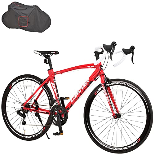 カノーバー ロードバイク 自転車 輪行バッグセット 14段変速 アルミフレーム CAR-012 ADONIS レッド 50032 465mm