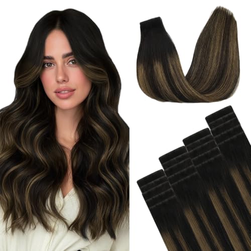 GOO GOO Invisi Edge Tape in Hair Extensions Human Hair, Natural Look, 20Pcs