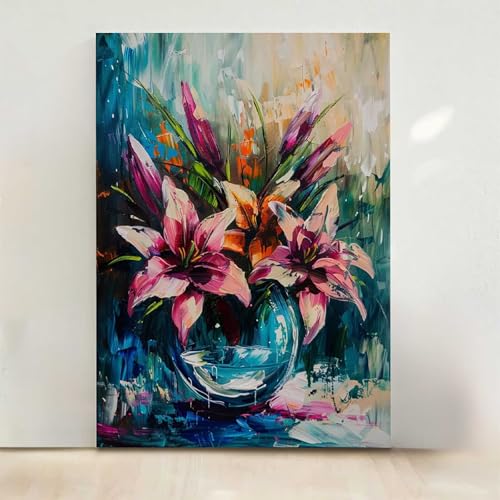 Diamond Painting Flor, Flores Pintura Diamante Kit Manualidades Adultos, 5D Diamond Painting Adultos Dibujos DIY Diamantes para la Decor de la Pared del Hogar, Regalo para Mujer 30x40cm PjY6834 H-Q