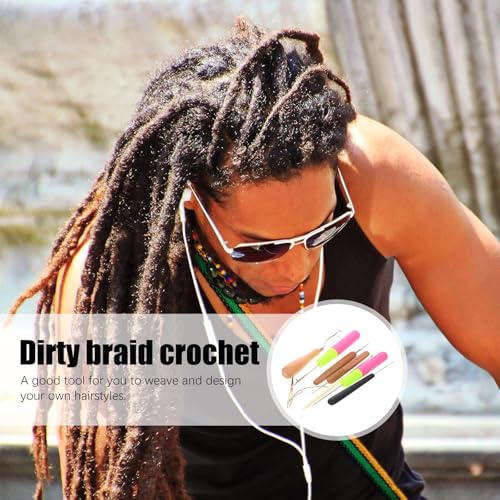 Agujas para rastas y trenzar cabello Operitacx con mango de madera 5