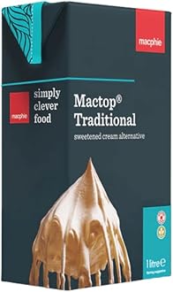 Mactop Traditional 1L - Sweetened Cream Alternative - Whipping Cream for Cakes & Desserts - High Whip Volume & Excellent Stability for Piping and Filling