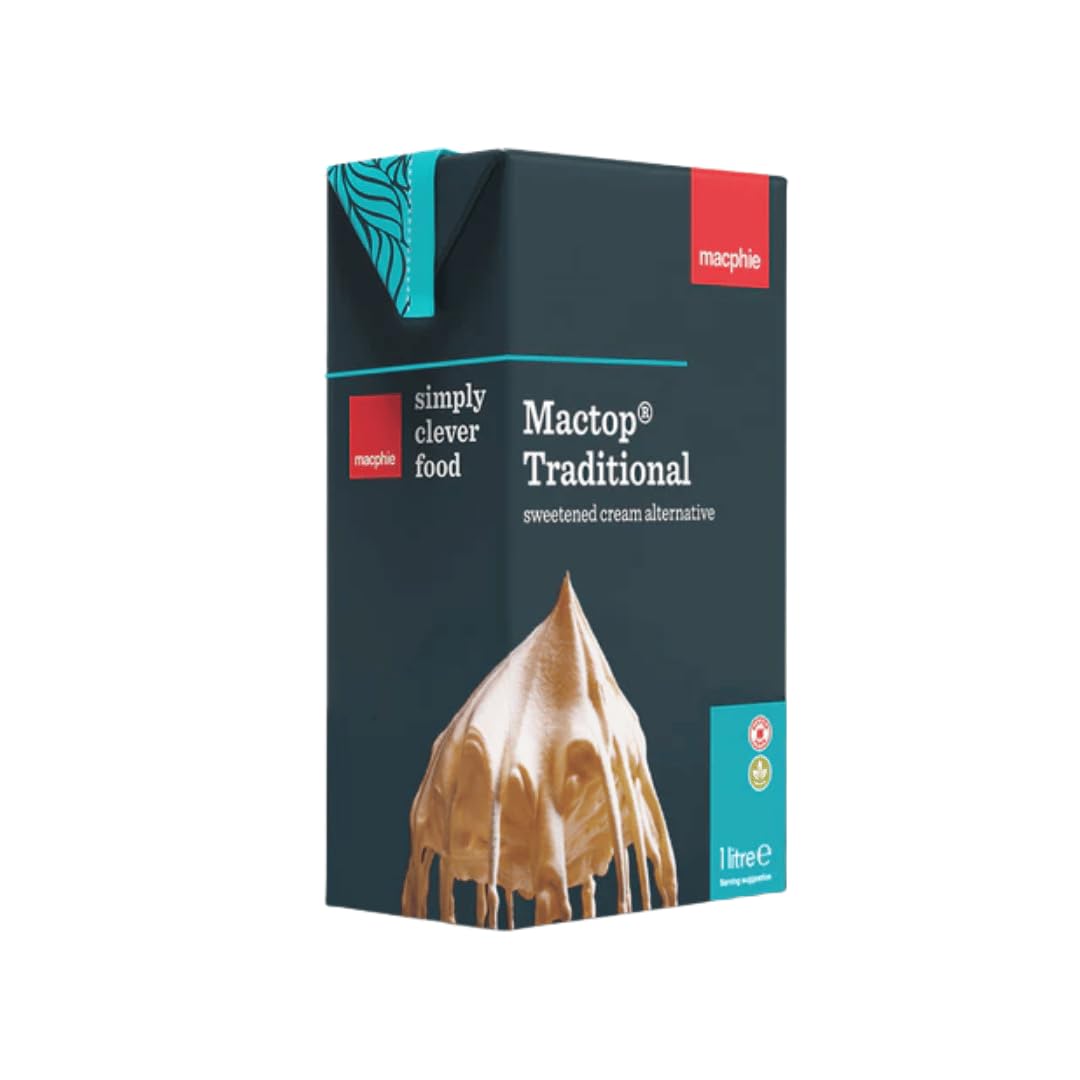 Mactop Traditional 1L - Sweetened Cream Alternative - Whipping Cream for Cakes & Desserts - High Whip Volume - For Piping and Filling