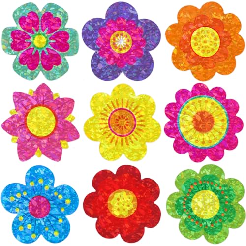 Ceiba Tree 500Pcs Glitter Flower Stickers for Kids Spring Summer Foil Shiny Floral Label Roll Sticker for Envelopes Cards Party Supply Decoration...