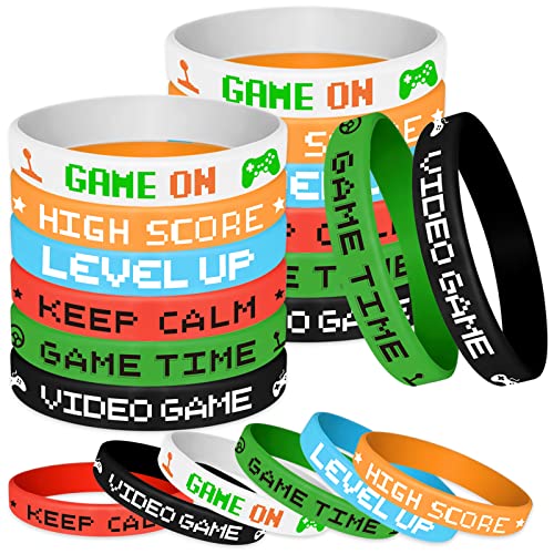 NEBURORA 18 Pièces Bracelets en Silicone de Fête de Jeu Vidéo Bracelets en Caoutchouc pour Fournitures de Fête d'Anniversaire Gamer, 6 Styles Différents Cover