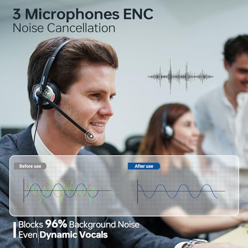 Blucalm Wired Headset With Mic For Pc/Laptop, Noise Canceling Headphones With Mic/In-Line Control For Teams, Usb Black On-Ear Computer Headset thumb #2