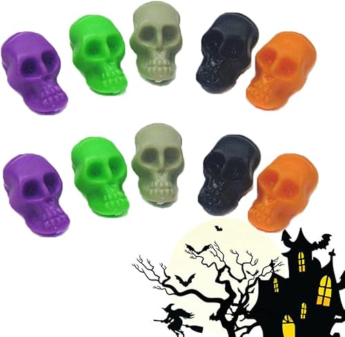 Miniatura 9 de 50 piezas de mini calaveras de Halloween, mini esqueletos en miniatura, cabezas de calavera de Halloween, calaveras pequeñas, juguetes complicados,