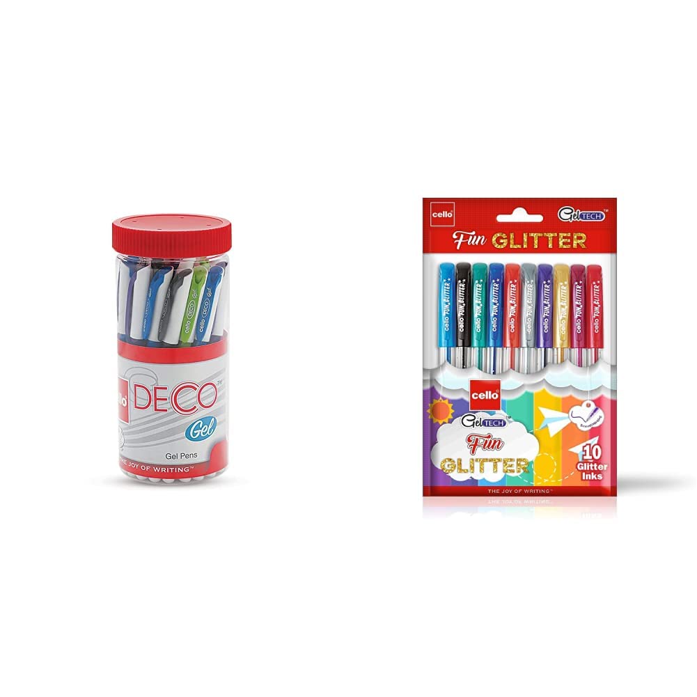 Ink Cello Glitter Pen Buy Cello Deco Gel Pen(25 Pens Jar Blue