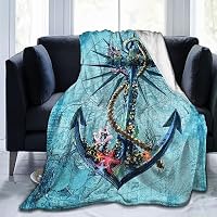 Nautische Anker-Decke Aus Weichem Fleece – 127 X 101,6 Cm, Gemütlich & Warm, Perfekt Für Sofa Oder Als Geschenk