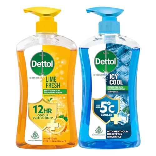 Image of Dettol Body Wash and Shower Gel for Women and Men,Icy Cool & Lime Fresh - 500ml each | 12h Odour Protection | Long Lasting Freshness