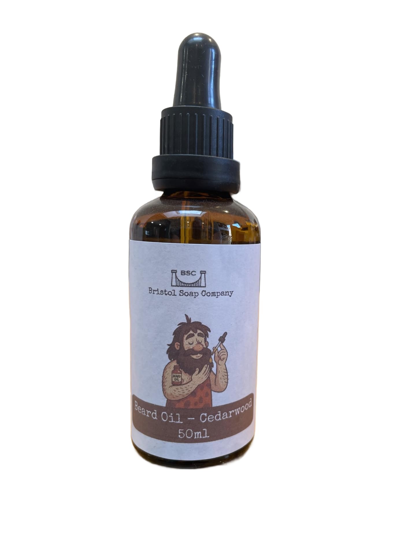 Bristol Soap Company 100% Natural Beard Oil, Hademade in the UK with Premium Oils Jojoba and Argan Oil Formula, 50ml Dropper Bottle (Cedarwood)