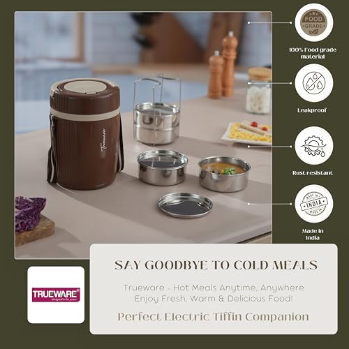 Image of Tureware Electric 4 PU Insulated 4 Stainless Steel Container 450 ML Each Thermoware Electric Lunch Box