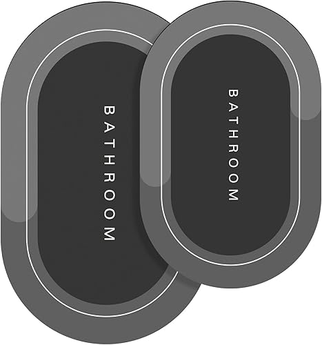 Miniatura 1 de 2 alfombras de baño de goma antideslizantes de secado rápido, súper absorbentes, delgadas, para debajo de la puerta, lavables a la moda, ovaladas,