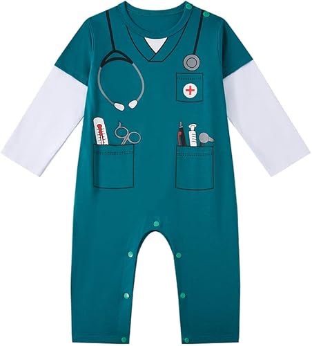 Miniatura 2 de Disfraz de médico de Halloween para bebé niño niña recién nacido (0-3 meses, azul)