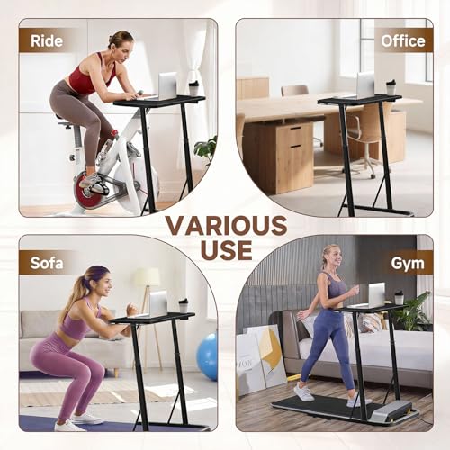 Image of Adjustable Treadmill Walking Pad Desk, for Bike /Cycling Trainer, Workstation Standing Desk, Trainer Stand Table for Indoor, Treadmill Attachment-Exercise While Working or Watching TV, Black