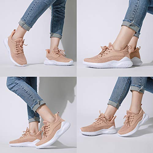 Image of Akk Womens Walking Shoes - Slip On Tennis Running Shoes Memory Foam Lightweight Work Sneakers for Indoor Outdoor Gym