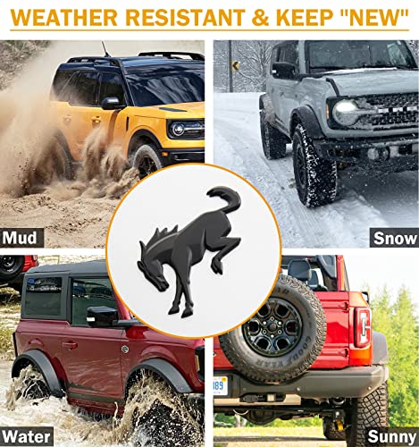 Horse Badge Embelm For Bronco 2021 2022 2023 - Anmosvo Vinyl Rear Emblem Overlay Decals Stickers Tailgate Letters Compatible With Bronco/Bronco Sport Accessories 2020 2021 2022 2023 - Matte Black #TOP3