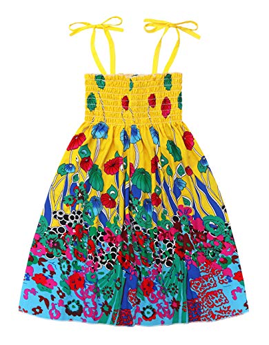 Cotrio Vestido de verão infantil para meninas Crianças Boho Floral Strap Sem Mangas Tutu Roupas do H