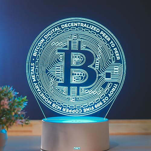PopLumos - Luminária led 3d/ abajur de mesa - Bitcoin, Criptomoeda