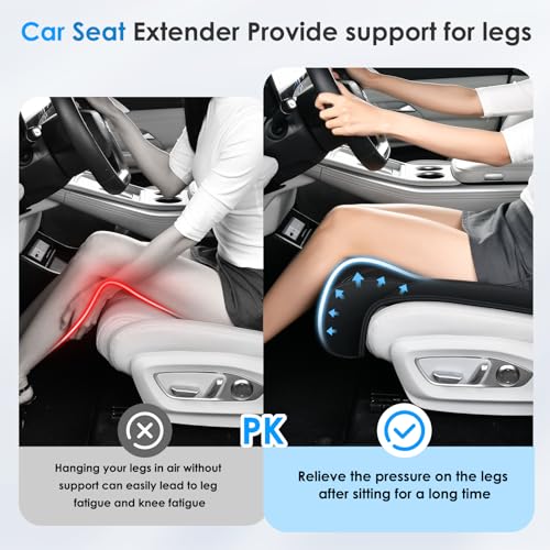 Image of FLORICH Car Seat Extender Leg Support Cushion for Driver Seats Office Chair, Leather Memory Foam Widened seat Cushion for Long Drivers Universal Car Seat Cushion Legs Rest Pads-Black1