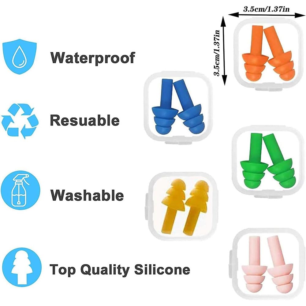 Tapones para Oídos de Silicona Reutilizables, Impermeables, 5 Pares, para Reducir Ruidos