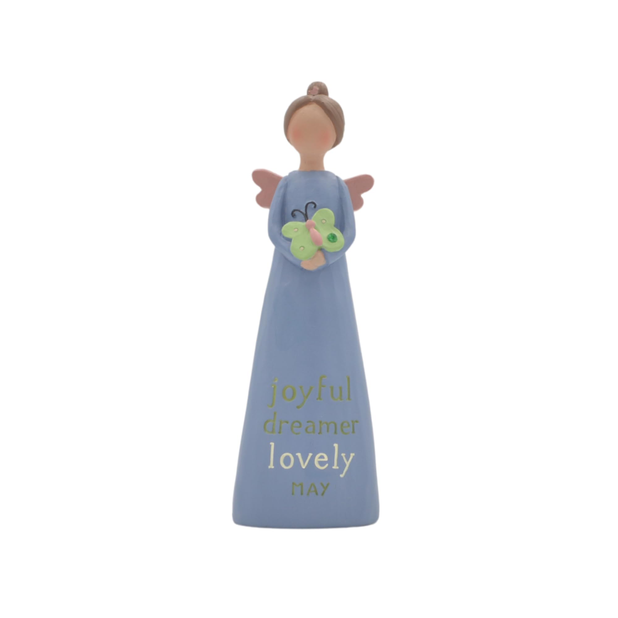 Feather & Grace Birth Angel Hand Painted Decorative Figurine Resin with May | Pefect Decortation for Living Room, Bookshelf, Desk | Gift for friend & family - Multicolor