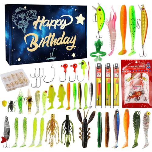 Calendario de Adviento 2025,Conjunto De Cebo De Pesca Set,Cuenta Regresiva de Navidad con Cebo de Pesca, Regalo Sorpresa para Papá, Abuelo (B)