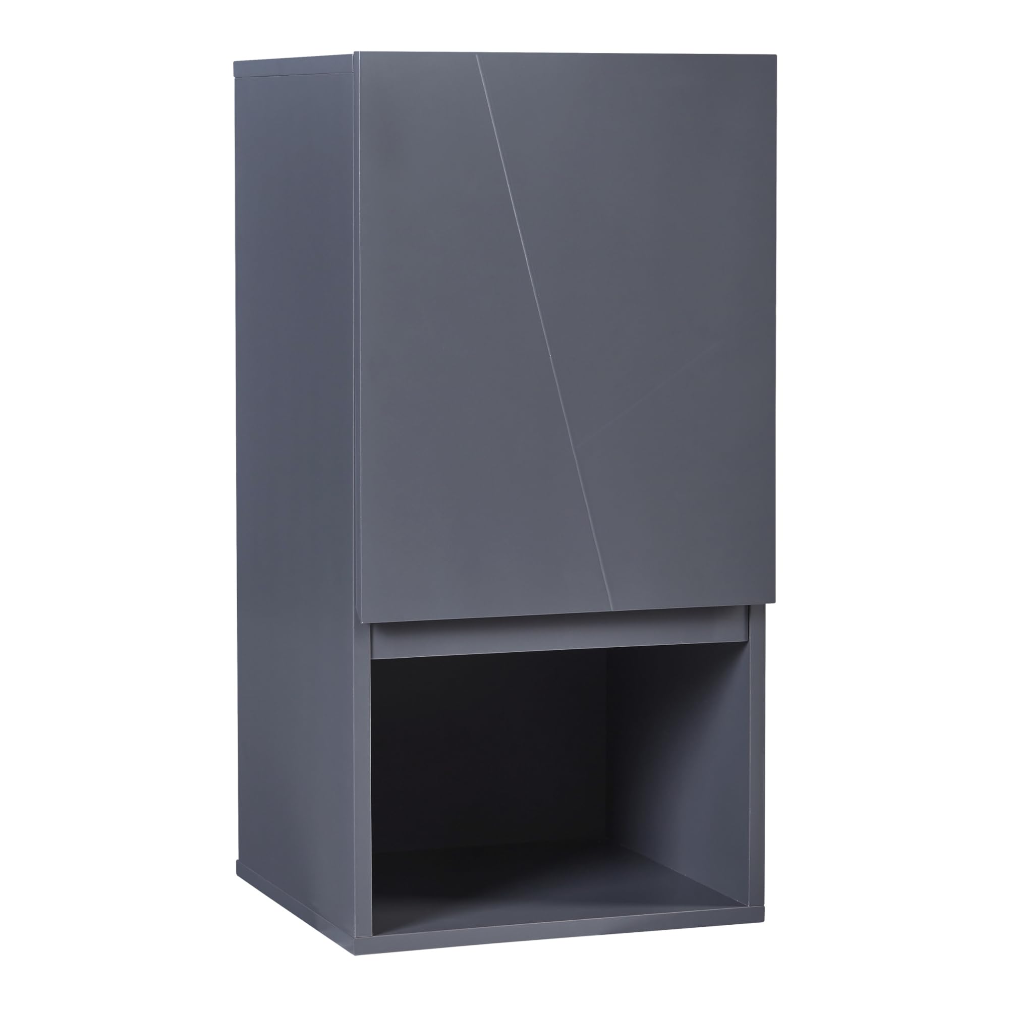 [en.casa] Armoire Murale de Salle de Bain avec Porte et Compartiment Ouvert Meuble de Rangement Stockage pour Buanderie Entrée Chambre Cuisine MDF 60 x 30 x 30 cm Gris