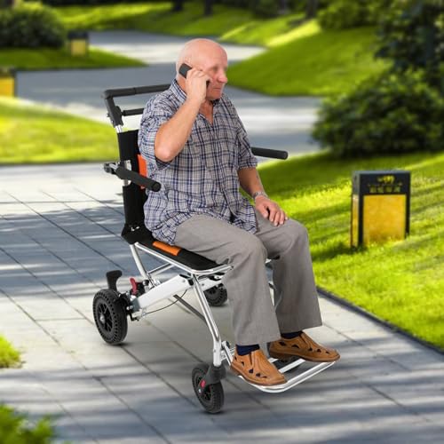 Folding Wheelchair for Seniors, Lightweight Transport Wheelchair for Adults, Portable Elderly Mobility Scooter?Portable Travel Transport Wheelchair, Transport Wheel Chair for Elderly, Pregnant Women